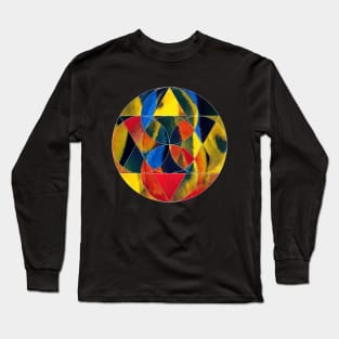 Geometric collage of parrot feathers oil painting Long Sleeve T-Shirt